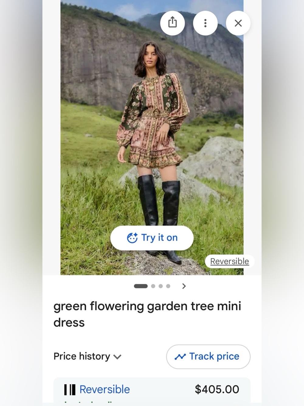 NWT Size M - FARM RIO Green Flowering Garden Tree Cotton Blend Mini Dress - Picture 5 of 15